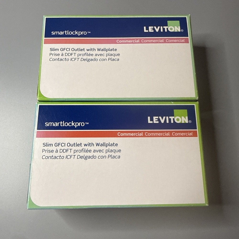 Lot of 2 Leviton N7899-W White Slim GFCI SmartlockPro Commercial Receptacles